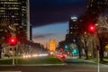 Night view of the historical downtown Sacramento with tower bridge