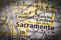 Sacramento on map Royalty Free Stock Photo