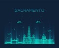 Sacramento skyline California USA vector line city