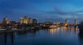 Sacramento skyline across the river in the evening.