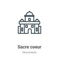 Sacre coeur outline vector icon. Thin line black sacre coeur icon, flat vector simple element illustration from editable monuments