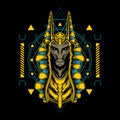 Sacred anubis illustration with sacred geometry