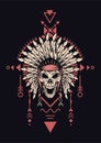 Sacred Apache Skull Head Vector Artwork Illustration Royalty Free Stock Photo