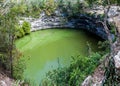 Sacred cenote at the archeological site Chichen Itza, Mexi Royalty Free Stock Photo