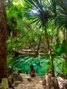 Sacred cenote azul in Tulum, Yucatan Peninsula, Mexico Royalty Free Stock Photo