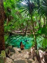 Sacred cenote azul in Tulum, Yucatan Peninsula, Mexico Royalty Free Stock Photo