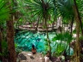 Sacred cenote azul in Tulum, Yucatan Peninsula, Mexico Royalty Free Stock Photo