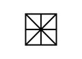 Sacred Center, The Omphalos, exoteric symbols, eight linear segments converging towards a central point of a square. Geometry Logo