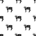 Sacred cow icon in black style isolated on white background. India pattern stock vector illustration.