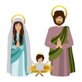 Sacred family with baby jesus kneel