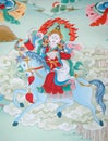 Sacred fiery deity mural on a horse in a monastery