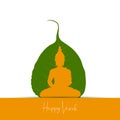 Sacred fig or Pipal tree leaf Buddha Purnima or Vesak day vector illustration