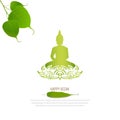 Sacred fig or Pipal tree leaf Buddha Purnima or Vesak day vector illustration