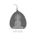 Sacred fig or Pipal tree leaf Buddha Purnima or Vesak day vector illustration