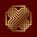 Sacred geometric symbol of cruciform plexus. Golden magical logo