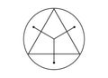 sacred geometrical figure of a circle inscribed in a triangle, the vector logo tattoo mythological symbol round triangle isolated