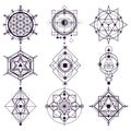 Sacred geometry abstract symbols, esoteric vector signs