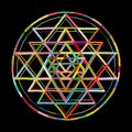 Sacred geometry and alchemy symbol Sri Yantra. Hand drawn sketch for your design