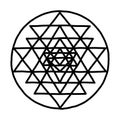 Sacred geometry and alchemy symbol Sri Yantra. Hand drawn sketch for your design Royalty Free Stock Photo