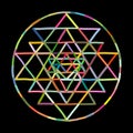 Sacred geometry and alchemy symbol Sri Yantra. Hand drawn sketch for your design