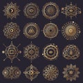 Sacred Geometry Forms with Eye, Moon and Sun Royalty Free Stock Photo