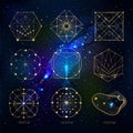Sacred geometry forms on space background Royalty Free Stock Photo