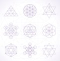 Sacred geometry abstract outline shapes vector set