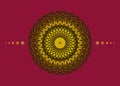 Sacred Geometry Mandala, luxury yellow flower gold meditative circle icon, geometric logo design, mystical religious wheel, Indian