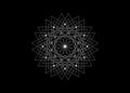 Sacred Geometry Seed of life. Logo icon, Geometric mystic mandala of alchemy esoteric Flower. White line art. Vector black tattoo Royalty Free Stock Photo