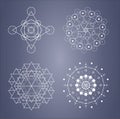 Sacred geometry set of complicated symbols in vector.