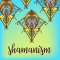 Sacred geometry symbol. Design for indie music album cover, t-shirt print, boho poster, flyer. Astrology, shamanism, religion.