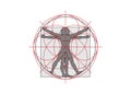 Sacred Geometry symbol. The Vitruvian man. Detailed drawing on the basis of artwork by Leonardo da Vinci, vector isolated on white