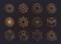 Sacred geometry symbols collection. hipster, abstract, alchemy, spiritual, mystic elements set. Royalty Free Stock Photo