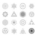 Sacred geometry vector design elements. Alchemy, religion, philosophy, spirituality, hipster symbols. Royalty Free Stock Photo