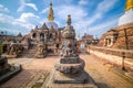 Sacred Gompa. Sculptures of Gods and Goddesses carved on the stone of Ancient Buddhist Temple and ancient ruins. Intricate Details Royalty Free Stock Photo