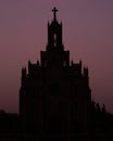 Sacred Heart Cathedral in early morning. Cathedral of the Sacred Heart of Jesus in Uzbekistan. Gothic church at dawn