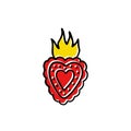 Sacred heart doodle icon, vector color illustration Royalty Free Stock Photo