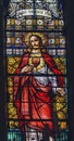 Sacred Heart Jesus Stained Glass Maria Sanctuary Auxiliadora Punta Arenas Chile Royalty Free Stock Photo