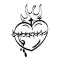 Sacred Heart Jesus Vector Illustration Drawing Royalty Free Stock Photo