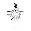 Sacred Heart Jesus Vector Illustration Drawing Royalty Free Stock Photo