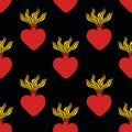 Sacred heart seamless doodle pattern Royalty Free Stock Photo