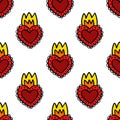 Sacred heart seamless doodle pattern, vector illustration Royalty Free Stock Photo