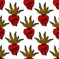Sacred heart seamless doodle pattern, vector illustration Royalty Free Stock Photo