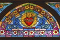 Sacred Heart Stained Glass Maria Sanctuary Auxiliadora Punta Arenas Chile Royalty Free Stock Photo