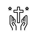 Black line icon for Sacred, virtuous and blest Royalty Free Stock Photo