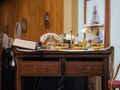 Sacred Liturgical Objects on Altar Table Royalty Free Stock Photo
