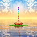 Sacred Lotus And Chakra Spheres Royalty Free Stock Photo