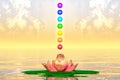 Sacred Lotus And Chakra Spheres Royalty Free Stock Photo