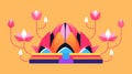 Sacred Lotus Temple - modern colored vector illustration