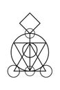 Sacred magic geometry , occult symbol , alchemical symbol showing the interaction between the four elements of matter symbolizing